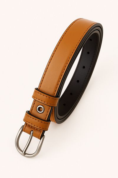 Çantacım Women's Belt Brown Leather Jeans and Fabric