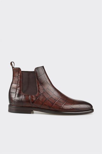 Elle Shoes Καφέ Δερμάτινες Ανδρικές Κλασικές Μπότες