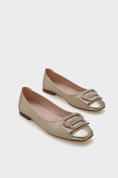 Capone Outfitters Balerini de damă Adina Blunt Toe cu cataramă de piatră în oglindă