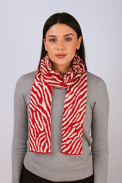 Sebir Moda Zebra Patterned Knitwear Scarf