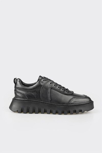 Elle Shoes Black Leather Men's Sports Shoes