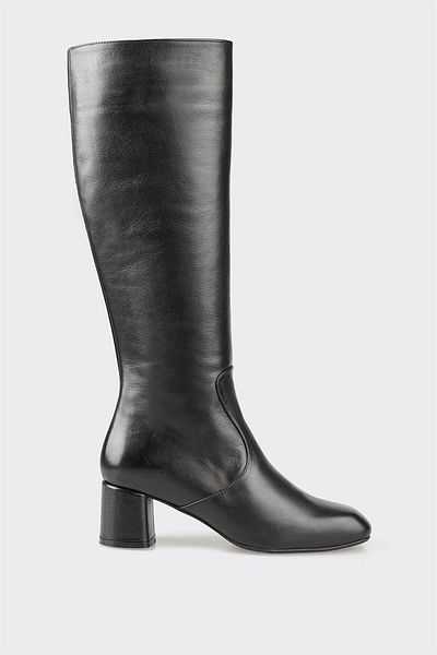 Elle Shoes Black Leather Women's Boots