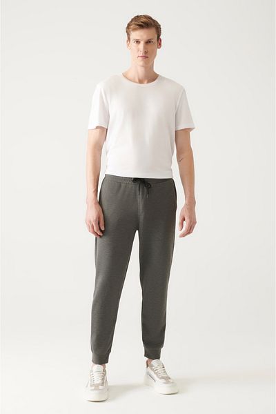 Avva Men's Gray Lace-Up Waist Elastic Sweatpants A31Y3417
