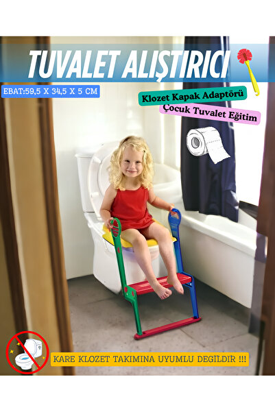 İTHALCİM Tuvalet Alıştırıcı Eğitim Çocuk Adaptör Merdivenli Klozet Adaptörü Lazımlık Klozet Kapağı Alıştırma