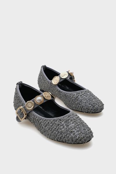 Capone Outfitters Codi Noda Buckle Pearl Belt Women's Ballerinas