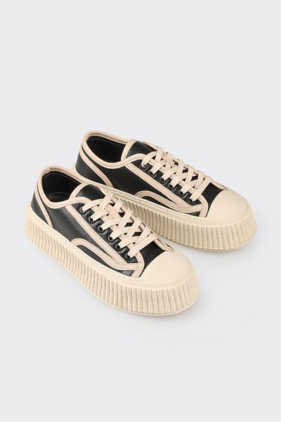 Elle Shoes Black Leather Women's Sports Shoes
