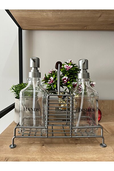 LİNGO HOME Метална стойка с кука, 2-компонентен дозатор за течен сапун - с ет...