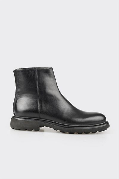 Elle Shoes Μαύρες δερμάτινες ανδρικές μπότες casual