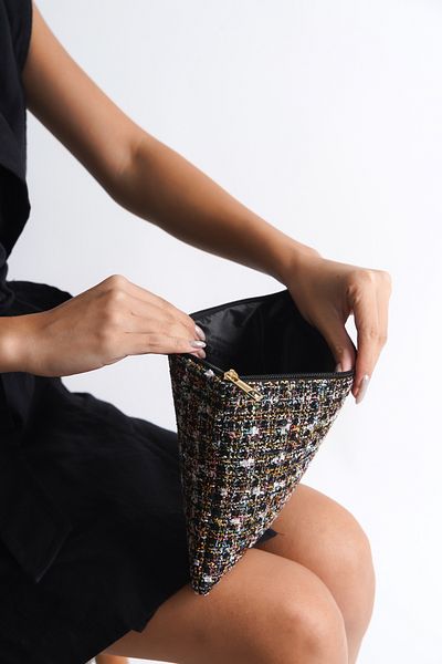 Capone Outfitters Μίνι τσάντα Paris Tweed Glitter Black