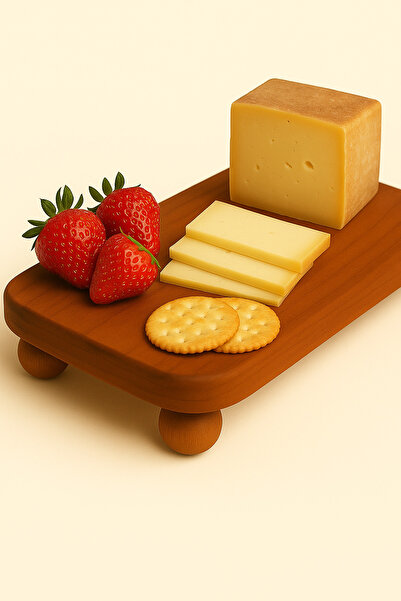 Mirilliahome Top Ayaklı Kayın Ahşap Sunumluk Dikdörtgen Servis Tahtası - 30x15 cm