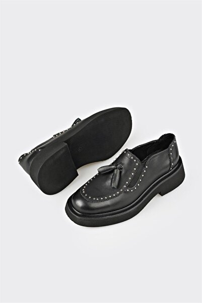 Elle Shoes Siyah Deri Kadın Günlük Ayakkabı