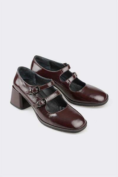 Elle Shoes Brown Leather Women's Heeled Shoes