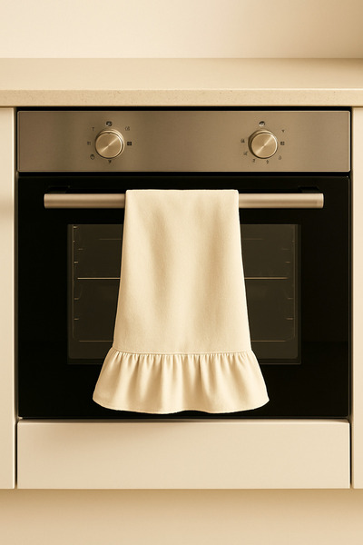 Mirilliahome Ruffled 2-Piece Drying Cloth Set Linen Striped Kitchen Towel