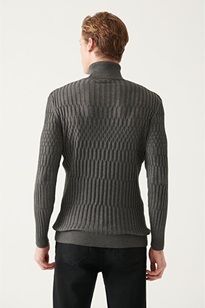 Avva Anthrazitfarbener Rollkragenpullover aus Baumwolle für Herren A22y5020