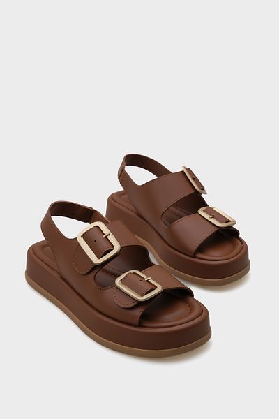 Capone Outfitters Dámské sandály s přezkou na klínovém podpatku s dvojitým páskem