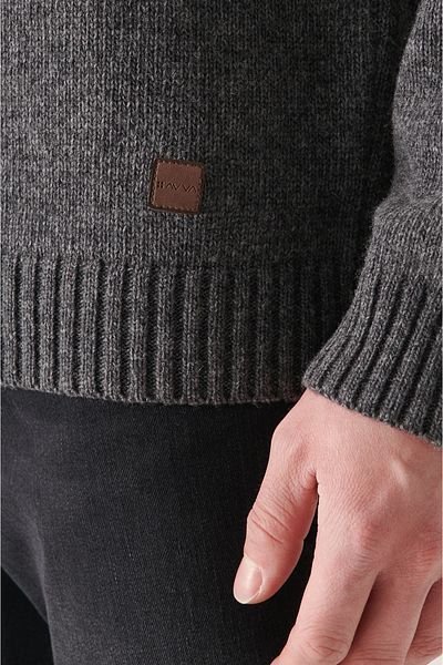 Avva Men's Anthracite Full Turtleneck Reglan Sleeve Wool Sweater A22Y5036