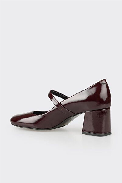 Elle Shoes Burgundy Leather Women's Heeled Shoes
