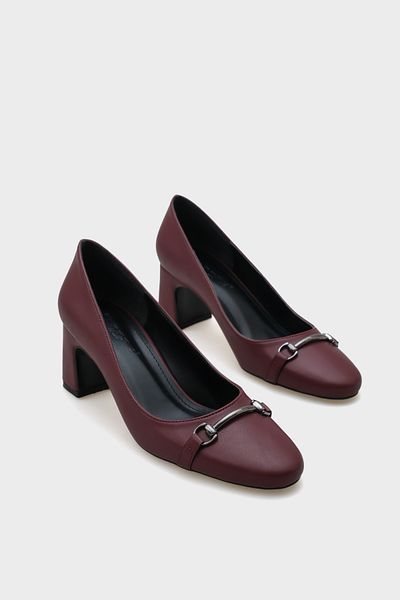 Capone Outfitters Rayna Round Toe Mid Heeled Women's Shoes with Metal Accessories