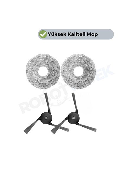 robotyedek Dreame X40 Ultra L40 Ultra Compatible Mop and Side Brush-4 Pieces