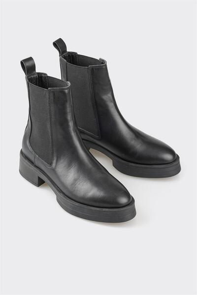 Elle Shoes Siyah Deri Kadın Günlük Bot