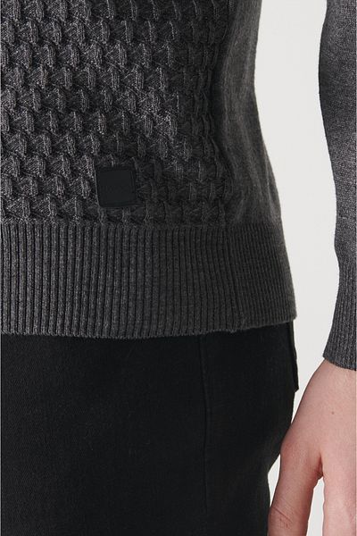 Avva Men's Anthracite Full Turtleneck Cotton Knitwear Sweater A22Y5100