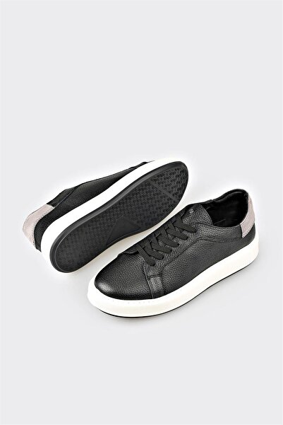 Elle Shoes Black Leather Men's Sports Shoes