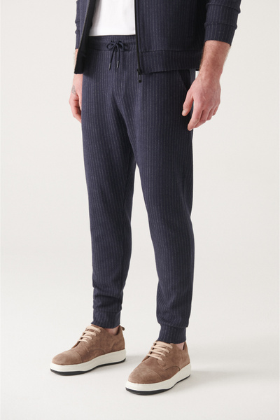 Avva Pantaloni de trening cu dungi bleumarin pentru bărbați A22y3411