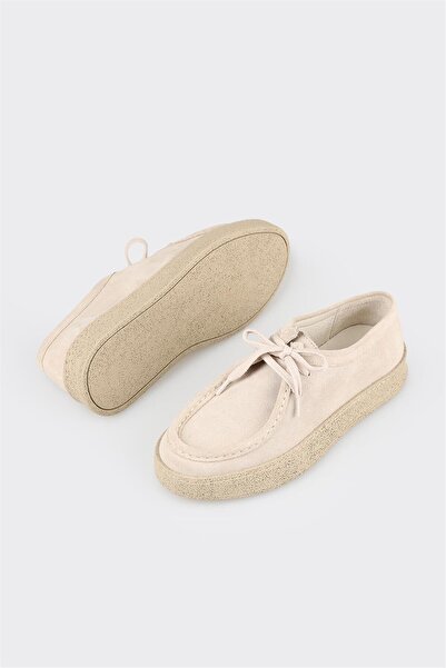 Elle Shoes Beige Leather Women's Casual Shoes