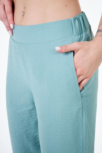 Chandraswear Green Women's Linen Look Carrot Fit Carrot Trousers - Perla