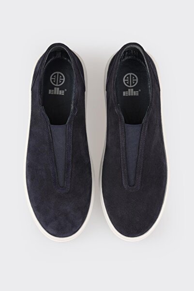 Elle Shoes Navy Blue Leather Men's Casual Shoes