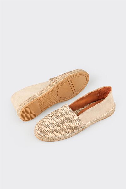 Elle Shoes Beige Leather Women's Espadrille