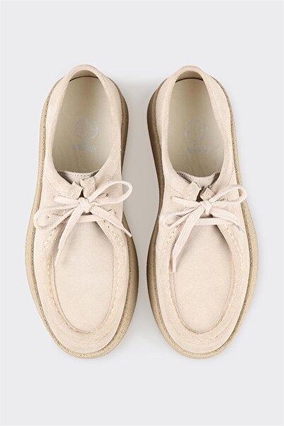 Elle Shoes Beige Leather Women's Casual Shoes