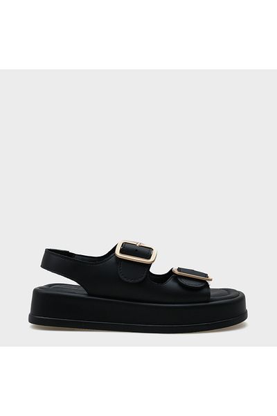 Capone Outfitters Damensandalen mit Keilabsatz und doppelter Riemenschnalle