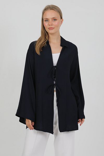PASTELASTORE Kimono de damă din țesătură naturală de viscoză, cu buzunare și șireturi 1167 – model ușor, fluid, fluid, de vară