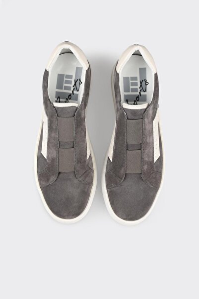 Elle Shoes Gri Deri Erkek Spor Ayakkabı
