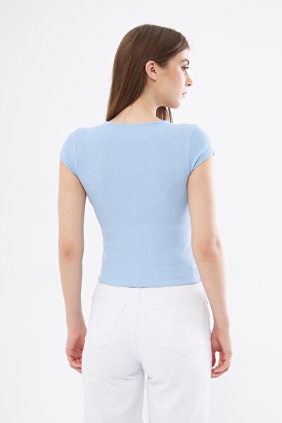 Chandraswear Blue Crop Women's T-shirt - Skinny Fit - Citcit