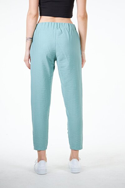 Chandraswear Green Women's Linen Look Carrot Fit Carrot Trousers - Perla