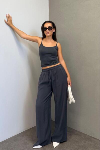 Madmext Antrasit Geniş Paça Kadın Pantolon MG1982