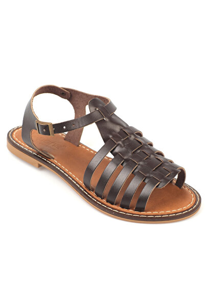 Capone Outfitters Dámské kožené sandály Daphne s kulatou špičkou Gladiator Band