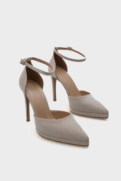 Capone Outfitters Rita Pointed Toe Ankle Strap High Heeled Glitter Platform Women's Shoes