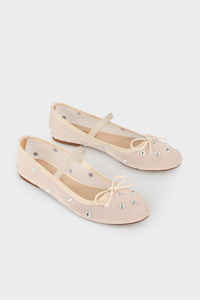 Elle Shoes Beige Women's Ballerinas