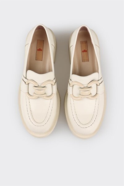 Elle Shoes Bej Deri Kadın Loafer