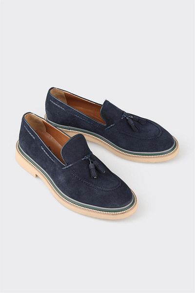 Elle Shoes Navy Blue Leather Men's Casual Shoes