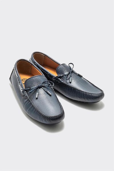 Elle Shoes Navy Blue Leather Men's Casual Shoes
