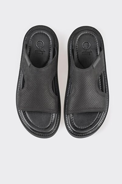 Elle Shoes Siyah Deri Erkek Terlik 0