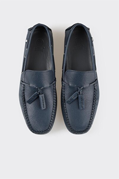Elle Shoes Navy Blue Leather Men's Casual Shoes