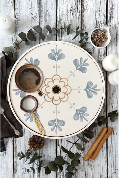 kutuTR 🌸   مجموعة صواني MDF مكونة من 3 قطع (24 سم) M21 تجمع بين الأناقة والبساطة