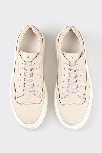 Elle Shoes Μπεζ Δερμάτινα Ανδρικά Casual Παπούτσια