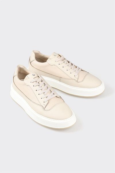 Elle Shoes Μπεζ Δερμάτινα Ανδρικά Casual Παπούτσια