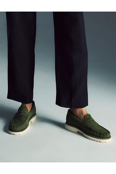 İLVİ Crowle Suede Leather Green Men's Loafer Shoes